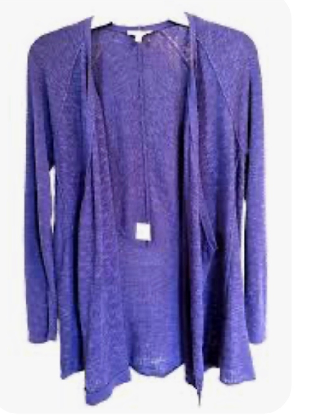 UEC Eileen Fisher LINEN BLEND Purple Open-Front Draped Cardigan SZ S